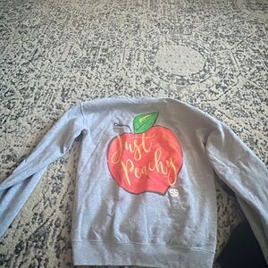 Simply Southern Gray Sweater with Red and Green Apple Design